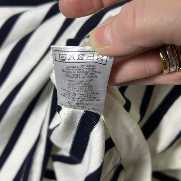 Sezane Navy and Cream Striped Long-Sleeve Button-Side Top - Picture 14 of 16